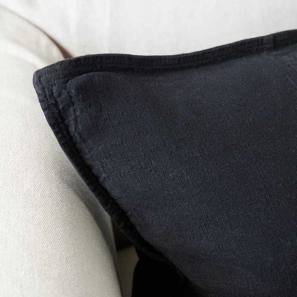 linen cushion large black