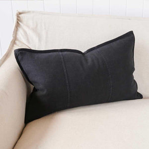 linen cushion rectangle black