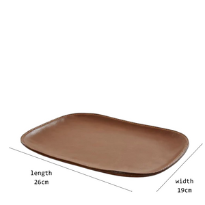 tan leather tray