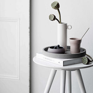 round concrete tray small natural