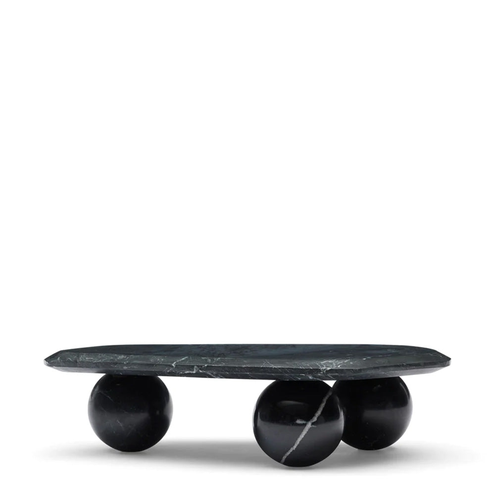 geo marble platter black