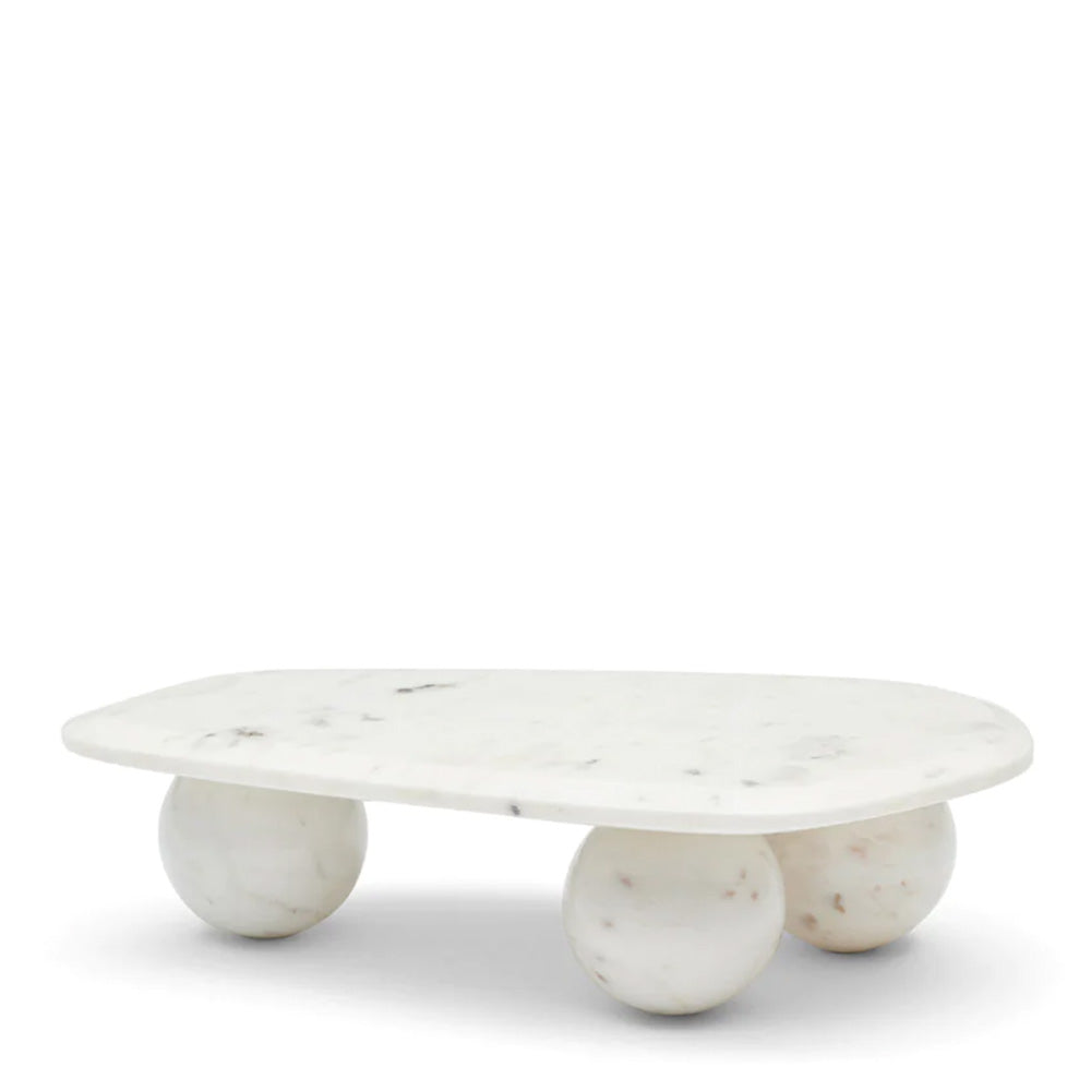 geo marble platter white