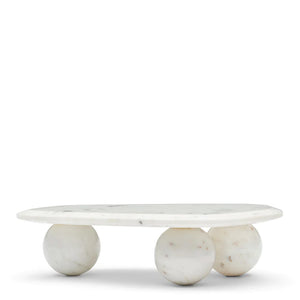 geo marble platter white