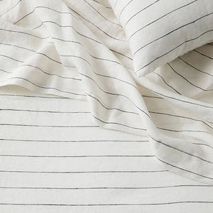 linen flat sheet - stripe