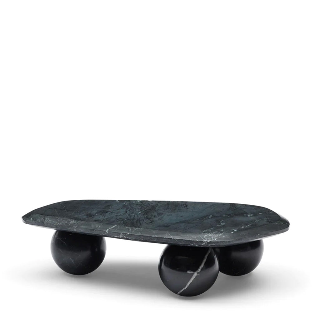 geo marble platter black