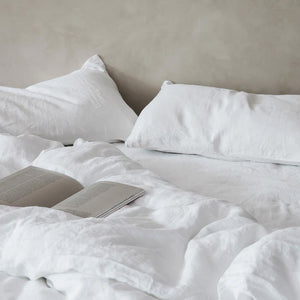 euro linen pillowcase white - set of 2