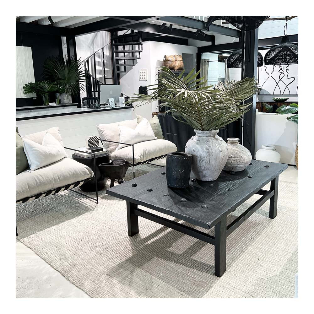 antique elm door coffee table black