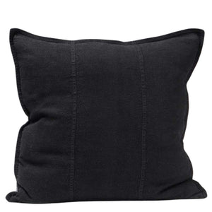 linen cushion large black