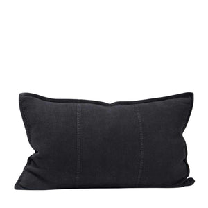 linen cushion rectangle black