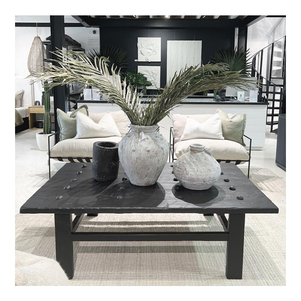 antique elm door coffee table black