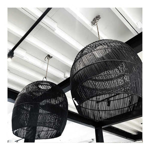 dome rattan pendant black