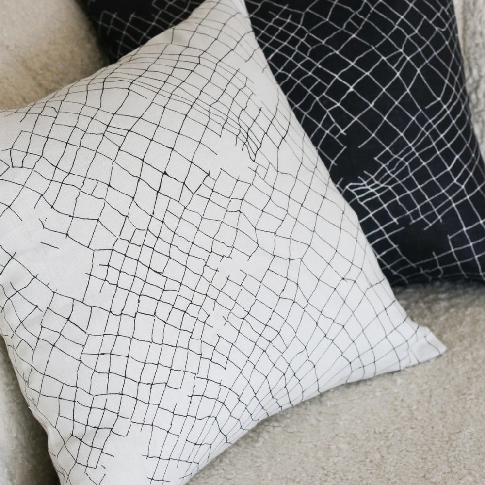 white net linen cushion small - cover only